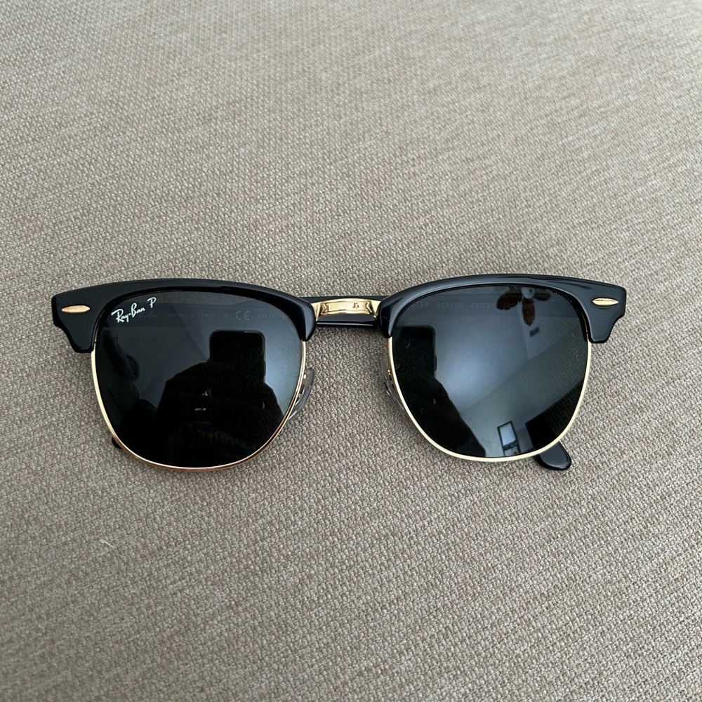 Rayban Clubmaster Polarized Sunglasses Gold & Black -